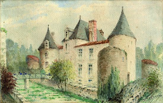 Le Château de Mursay durant le premier quart du XXe siècle. Estampe de Georges Lasseron