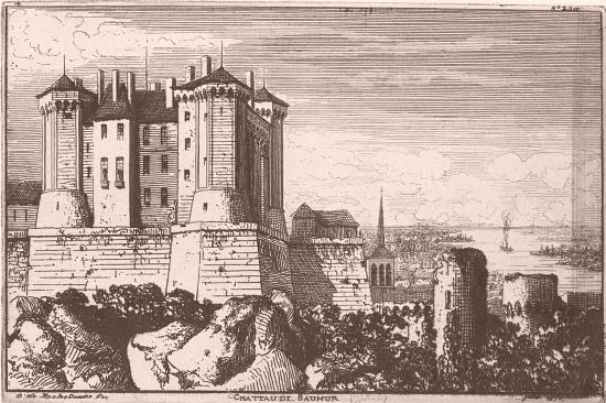 Le château de Saumur (Maine-et-Loire). Estampe d'Octave de Rochebrune publiée en 1875