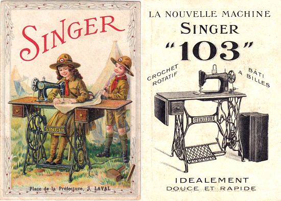 Chromolithographie publicitaire pour la machine à coudre Singer 103