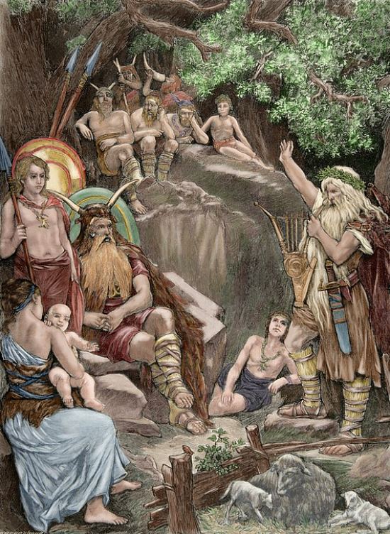 Clovis écoutant de la musique. Illustration (colorisée ultérieurement) de 1850