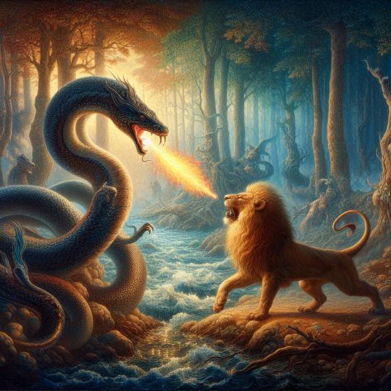 Combat du serpent et du lion