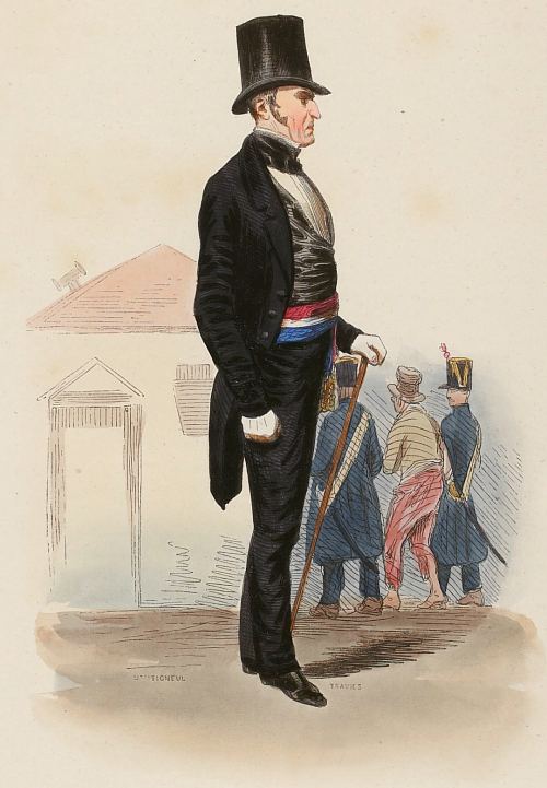 Commissaire de police vers 1840. Lithographie extraite de Les Français peints par eux-mêmes (Tome 3)