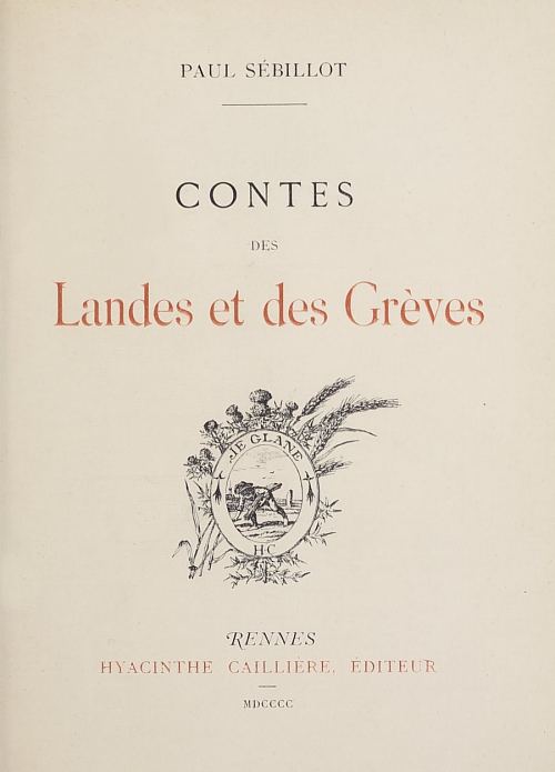 Page de titre de Contes des Landes et des Grèves (par Paul Sébillot), paru en 1900