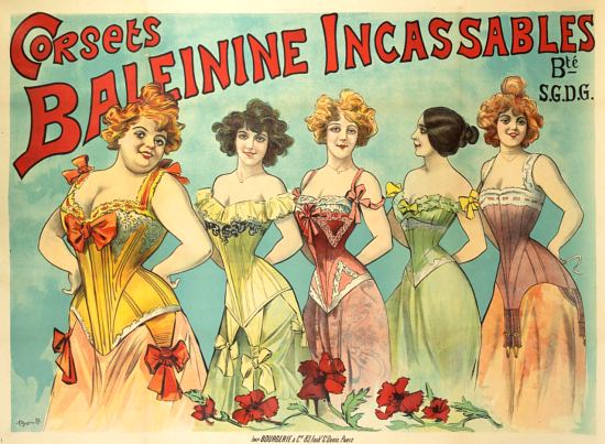 Affiche publicitaire de la fin du XIXe siècle pour les corsets Baleinine réalisée par Alfred Choubrac (1853-1902)