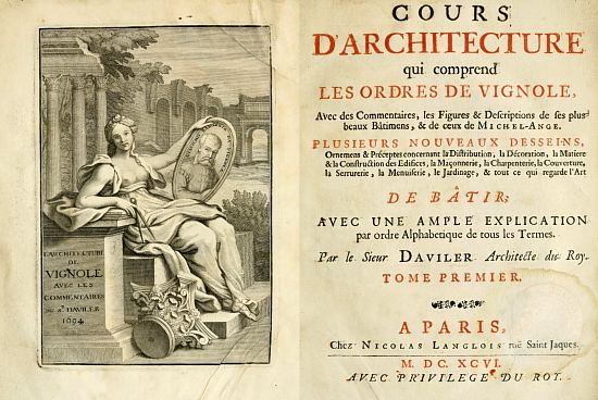 Cours d'architecture de Charles-Augustin d'Aviler. Édition de 1696