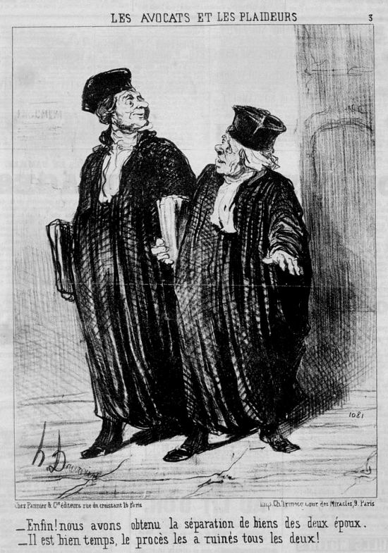 Les avocats et les plaideurs. Caricature d'Honoré Daumier (1851)