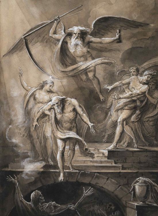 Le sage s'appuyant sur la vertu descend avec résignation dans sa tombe, par Jean-Marie Delaperche (1817)
