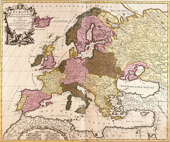 Carte de l'Europe par Guillaume Delisle, publiée en 1700