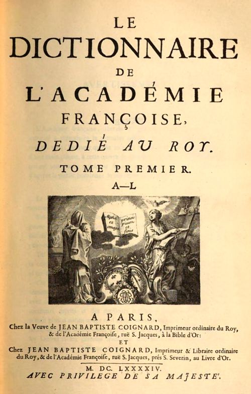 Dictionnaire de l'Académie française. Première édition (1694)