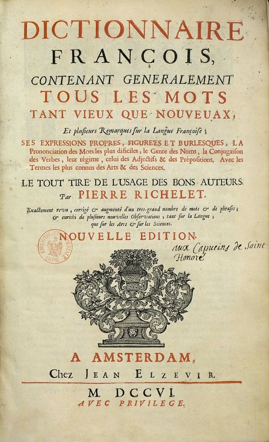 Une édition du Dictionnaire français de Pierre Richelet