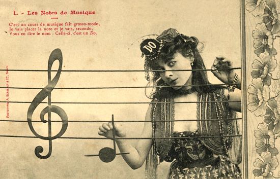 Les notes de musique. Carte fantaisie de 1903 des éditions Bergeret