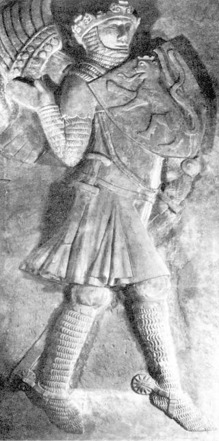 Ecu au lion. Pierre sculptée représentant le roi de Bohème (Mayence, vers 1330)