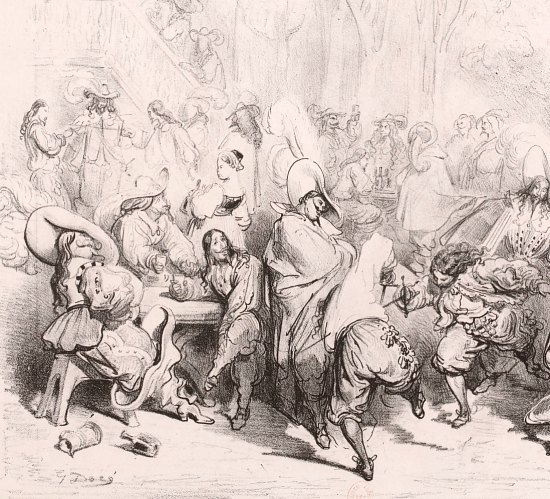 Jour de la promulgation du décret de Richelieu contre le duel (24 mars 1626). Détail d'une estampe de Gustave Doré (1852)