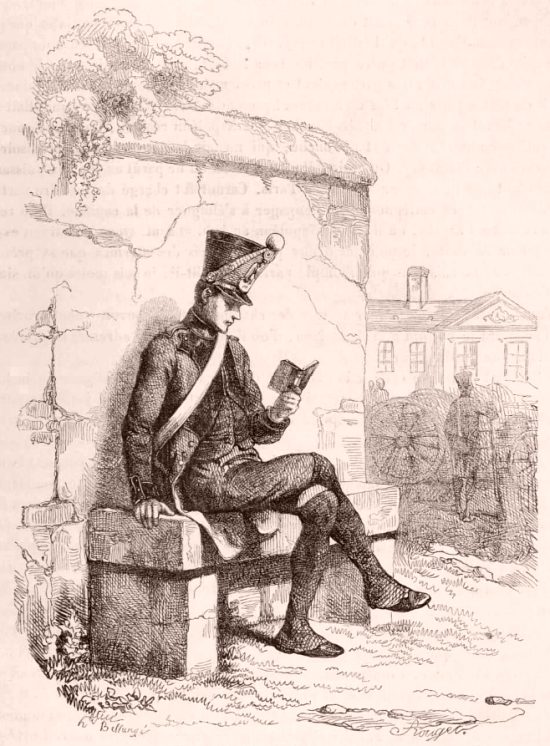 Élève de l'École Polytechnique en 1812. Dessin d'Horace Vernet paru dans Histoire de Napoléon Ier de Paul-Mathieu Laurent (1870)