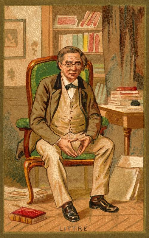 Émile Littré. Chromolithographie publicitaire de la fin du XIXe siècle