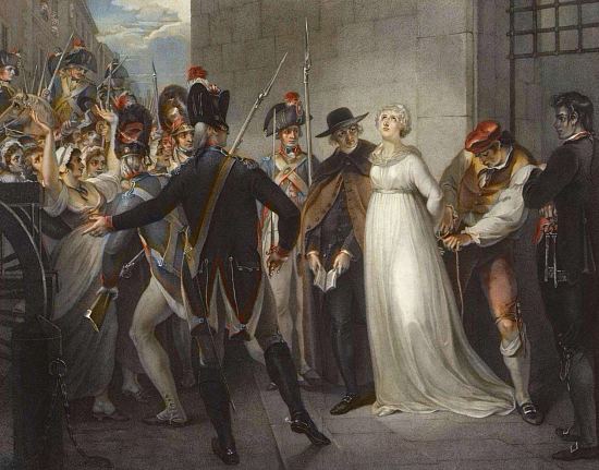Marie-Antoinette quittant la Conciergerie, le 16 octobre 1793. Peinture réalisée d'après l'oeuvre de William Hamilton