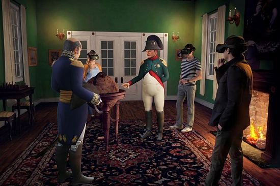 Au début de l'expérience Napoléon, l'Épopée immersive, les visiteurs sont en immersion aux côtés de l'empereur à Longwood House, sa demeure sur l'île de Sainte-Hélène