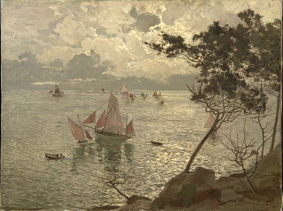 À Noirmoutier sur la hauteur. Peinture d'Amédée-Julien Marcel-Clément (1945)