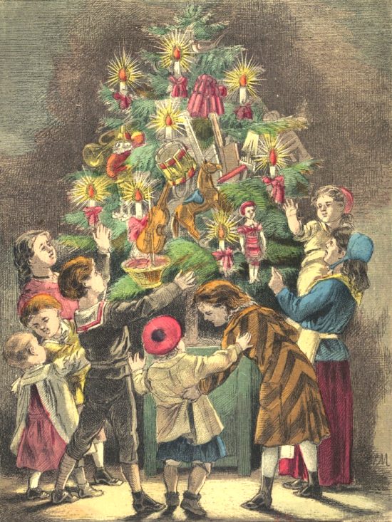 La fête de Noël. Illustration extraite de Beaux jours et fêtes des petits enfants, par A. des Tilleuls (1881)