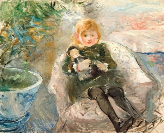 Jeune fille à la poupée. Peinture de Berthe Morisot (1884)