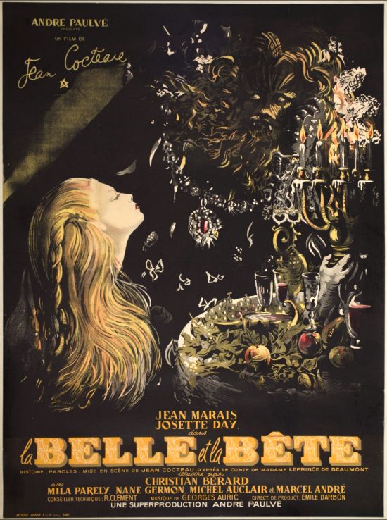 La Belle et la Bête. Affiche du film de Jean Cocteau sorti en 1946, avec Jean Marais et Josette Day