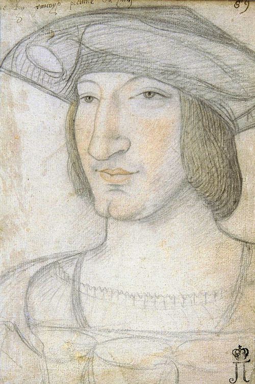 François Ier. Dessin à la pierre noire et sanguine de Jean Perréal (vers 1455/1460-vers 1530)