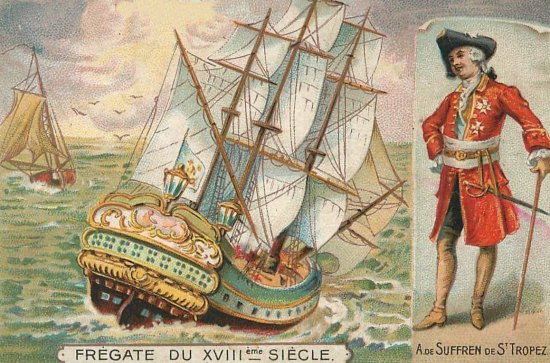 Frégate du XVIIIe siècle. Chromolithographie de la fin du XIXe siècle