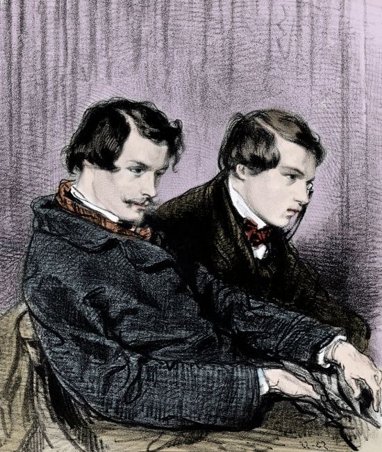 Edmond et Jules de Goncourt. Dessin de Gavarni