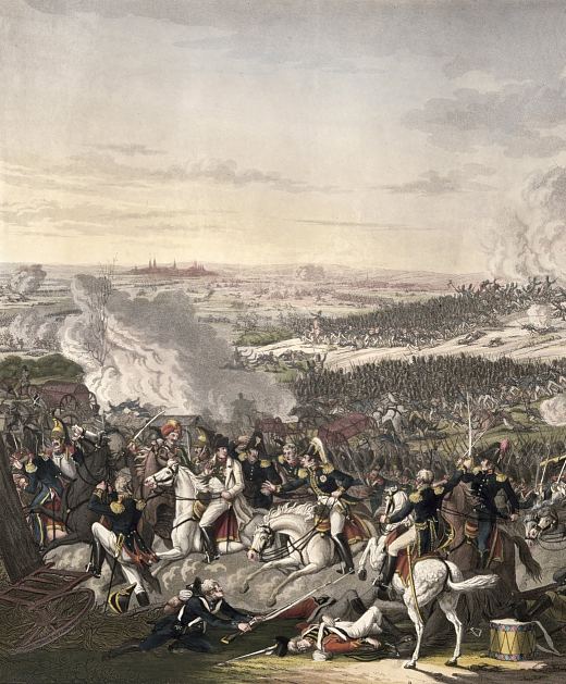 Fuite de Napoléon à Waterloo le 18 juin 1815. Gravure de Johann Moritz Rugendas réalisée en 1816