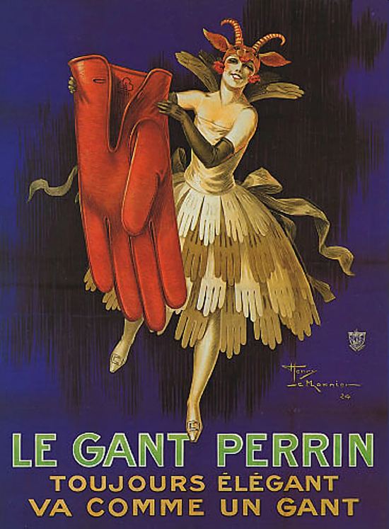 Affiche publicitaire du XIXe siècle pour les gants Perrin