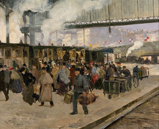 La gare Saint-Lazare vers 1892. Peinture de Louis-Abel Truchet