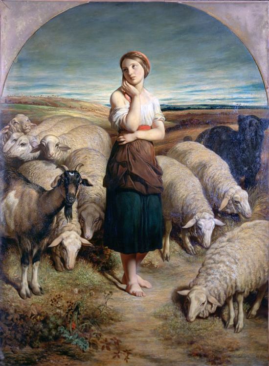 Sainte Geneviève au milieu de ses brebis. Peinture de Charles-Émile Callande de Champmartin (1797-1883)