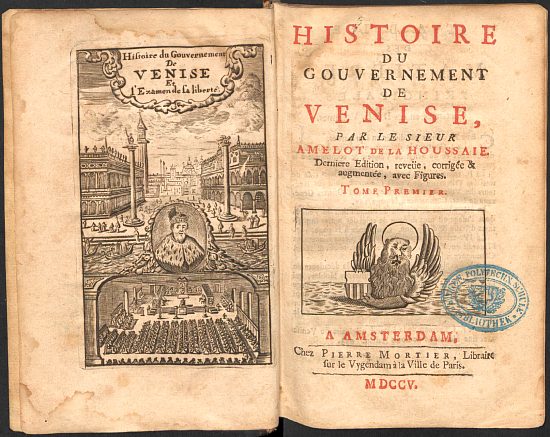 Histoire du gouvernement de Venise par Nicolas Amelot de La Houssaye, édition de 1705