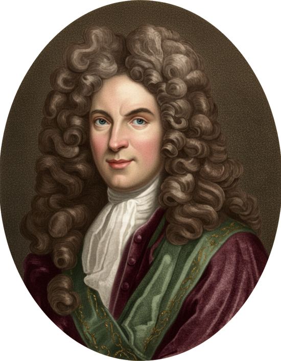 Guillaume Delisle. Dessin de Jean Henri Cless (1774-1812) colorisé ultérieurement, d'après un portrait à l'huile