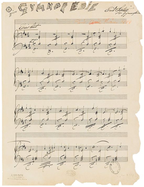 Détail de la partition de la 1ère Gymnopédie d'Erick Satie