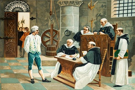 Interrogatoire d'un accusé par le Tribunal du Saint-Office de l'Inquisition espagnole