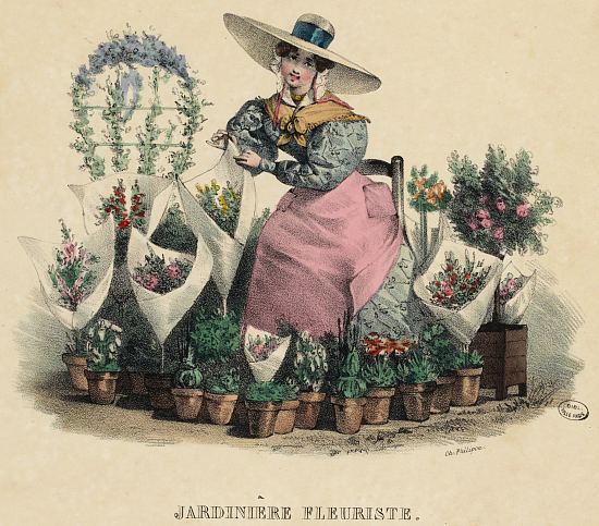 Jardinière fleuriste. Lithographie de Charles Philipon (1829/1830)