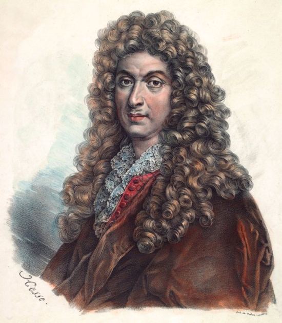 Jean-Baptiste Lully. Lithographie de 1830 (coloriée ultérieurement) de Henri-Joseph Hesse d'après la peinture de Paul Mignard (1639-1691)