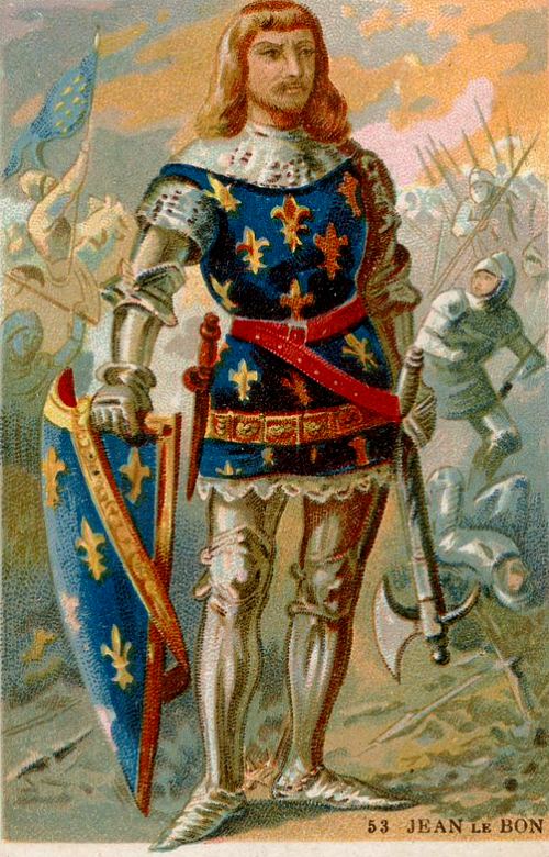 Jean II dit le Bon, roi de France (1350-1364). Chromolithographie de la fin du XIXe siècle