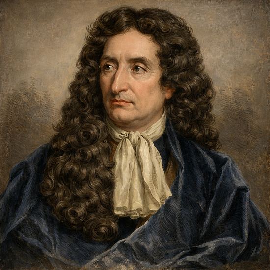 Jean de La Fontaine. Portrait réalisé d'après la gravure de Jean-Baptiste-Arthur Fellmann (1825-1904)