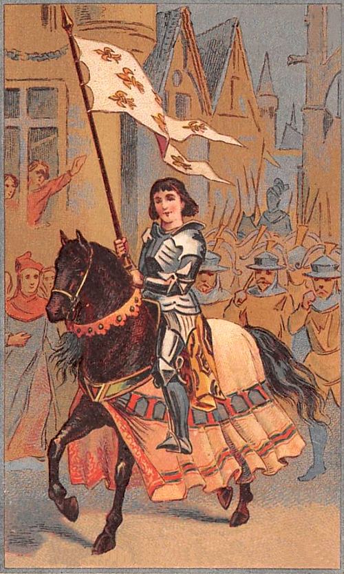 Entrée de Jeanne d'Arc à Orléans. Chromolithographie publicitaire du XIXe siècle