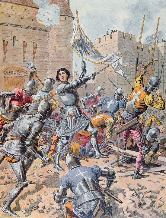 Jeanne d'Arc au siège d'Orléans. Lithographie de Frédéric Lix (1830-1897)