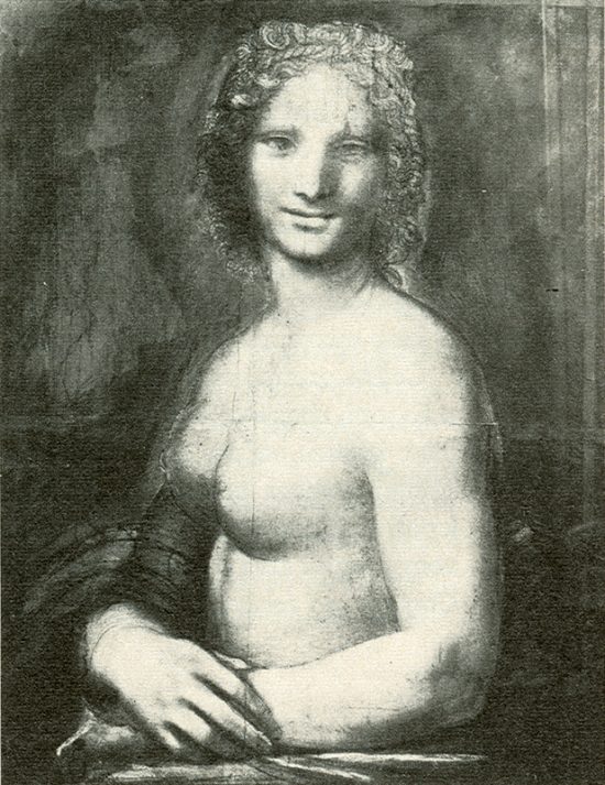 La Joconde nue. Attribué à Léonard de Vinci ou Atelier de Léonard de Vinci