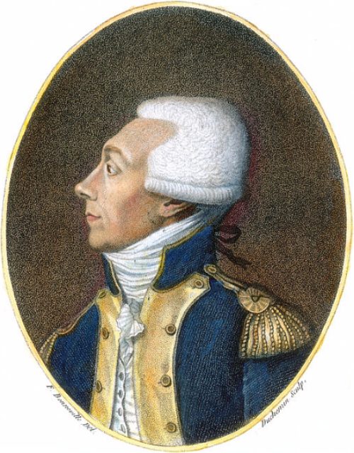 Gilbert du Motier de La Fayette, commandant général de la garde parisienne. Estampe de la fin du XVIIIe siècle