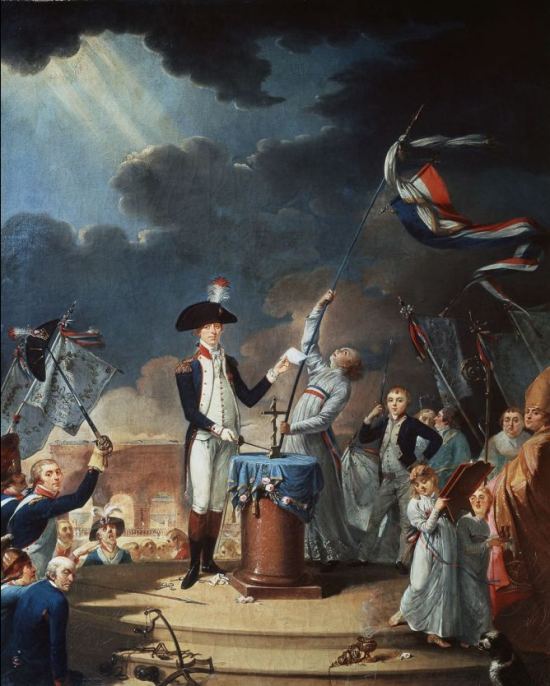 Serment de La Fayette à la Fête de la Fédération du 14 juillet 1790. Peinture de L. David (1791)