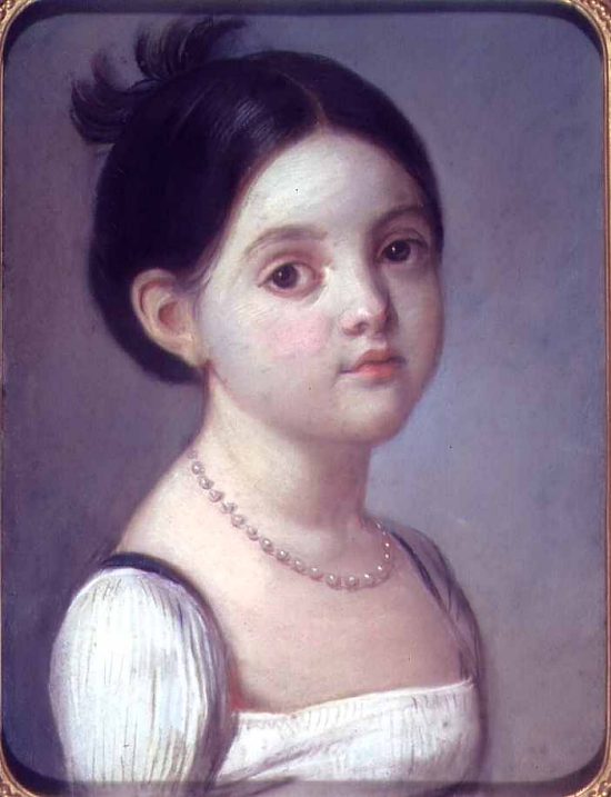 Laure de Balzac enfant, soeur d'Honoré et première fille de Bernard-François et Anne-Charlotte-Laure de Balzac. Pastel anonyme