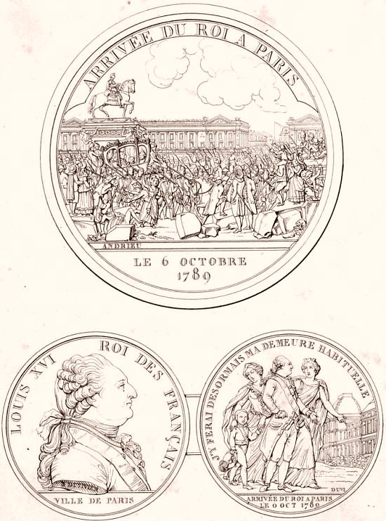 Arrivée du roi Louis XVI et de sa famille à Paris le 6 octobre 1789. Gravure de Bertrand Andrieu (1761-1822)