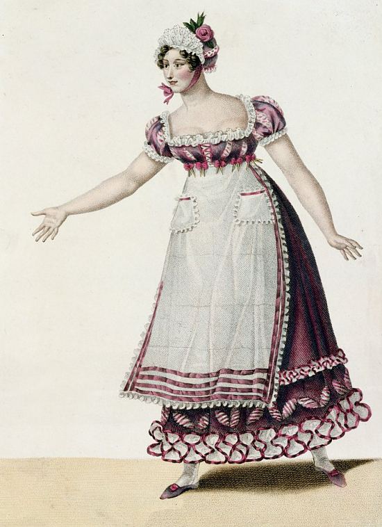 Louise Contat dans le rôle de Suzanne (Le Mariage de Figaro). Lithographie de Sébastien Coeuré (1178-après 1831)