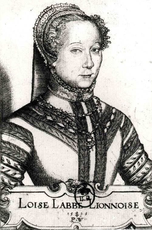Louise Labé. Gravure de Pierre Woeiriot de Bouzey (1532-1596) datant de 1555