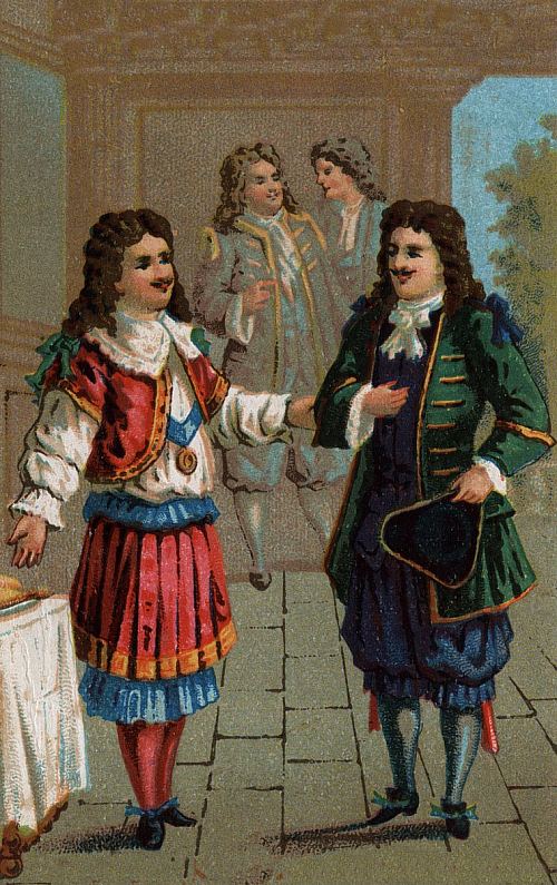 Louis XIV et Molière. Chromolithographie de la fin du XIXe siècle